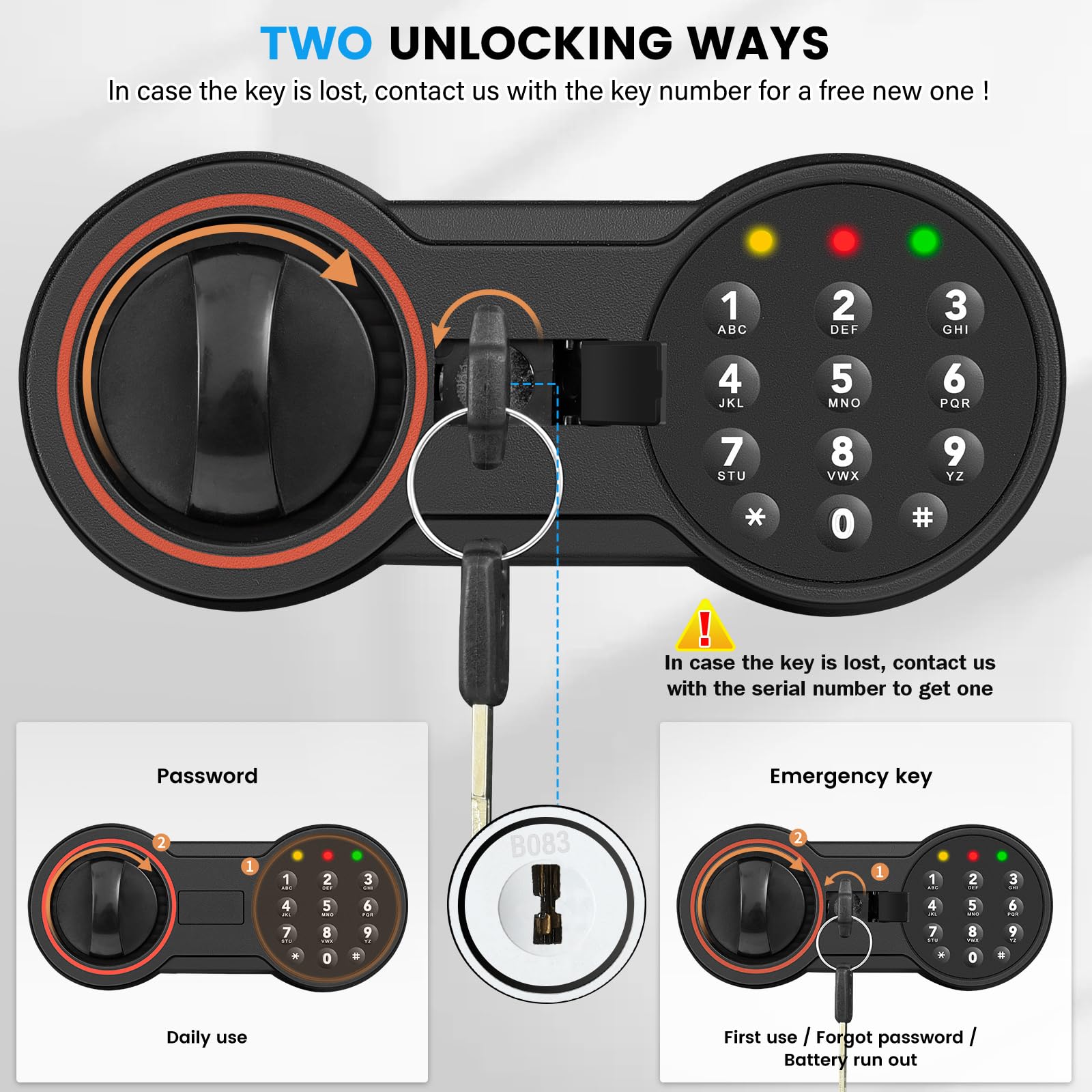 2,8 Kubik großer Heimtresor feuerfest wasserdicht, Stahltresor für Haussicherheit mit elektronischem Tastenfeld, Ersatzschlüsseln und Alarmsystem, feuerfester Tresor für Hausdokumente, Geld und Wertgegenstände