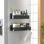 6 Pack Magnetic Spice Storage Rack Organizer for Refrigerator and Oven, Black Fridge Organizers and Storage