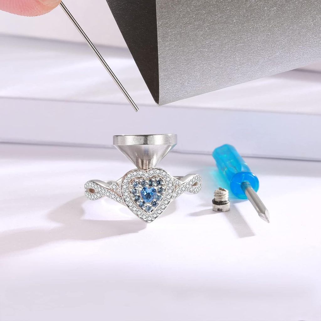 Teardrop Cremation Ring for Ashes - 925 Sterling Silver Urn Keepake Rings Memorial Jewelry for Women