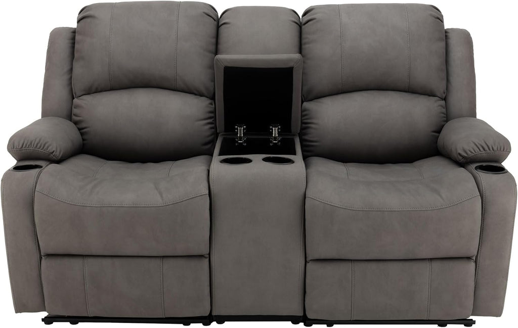 67" Wall Hugger Reclining | RV Theater Seats | Double Recliner RV Sofa & Console | RV Couch | RV Theater Seating | RV Furniture (Powered, Slate)