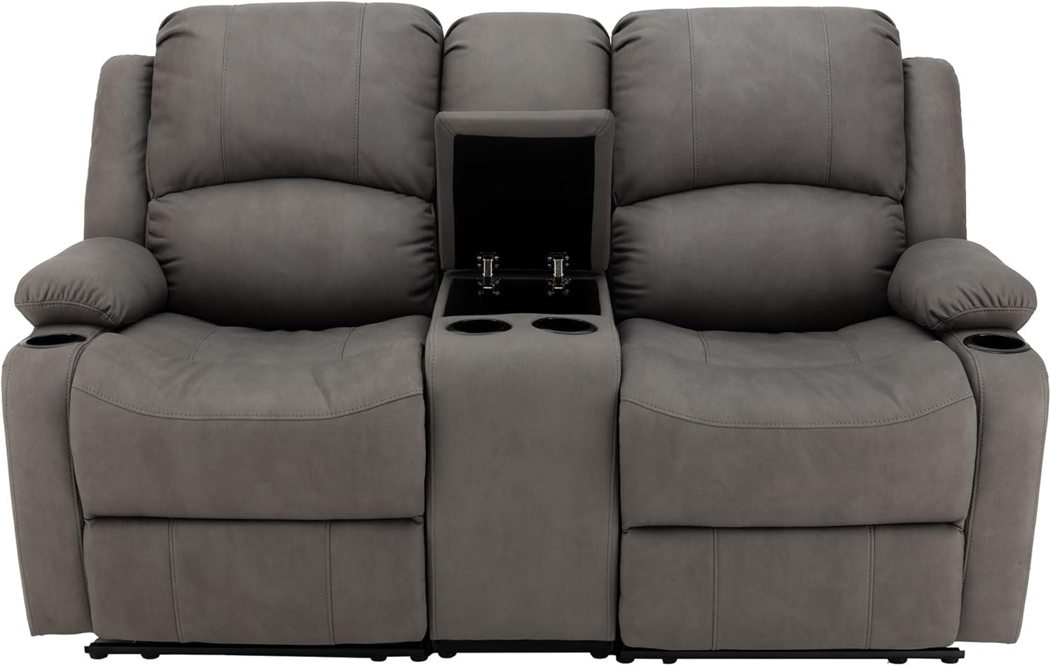 67" Wall Hugger Reclining | RV Theater Seats | Double Recliner RV Sofa & Console | RV Couch | RV Theater Seating | RV Furniture (Powered, Slate)