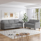 MUZZ 3PCS Sofa Set for Living Room,Modern Linen Couch Set with Nailhead Trim Design, Living Room Furniture Set for Office Apartment Home(Sofa & Loveseat & Chair/Light Grey)
