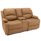 67" Wall Hugger Reclining | RV Theater Seats | Double Recliner RV Sofa & Console | RV Couch | RV Theater Seating | RV Furniture (Manual, Chocolate)