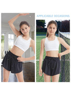 Mexholin 3 Packs Girls Butterfly Shorts 2 in 1 Girls Athletic Shorts Youth Flowy Shorts for Active, Running,Basketball Black/White/Hot Pink S