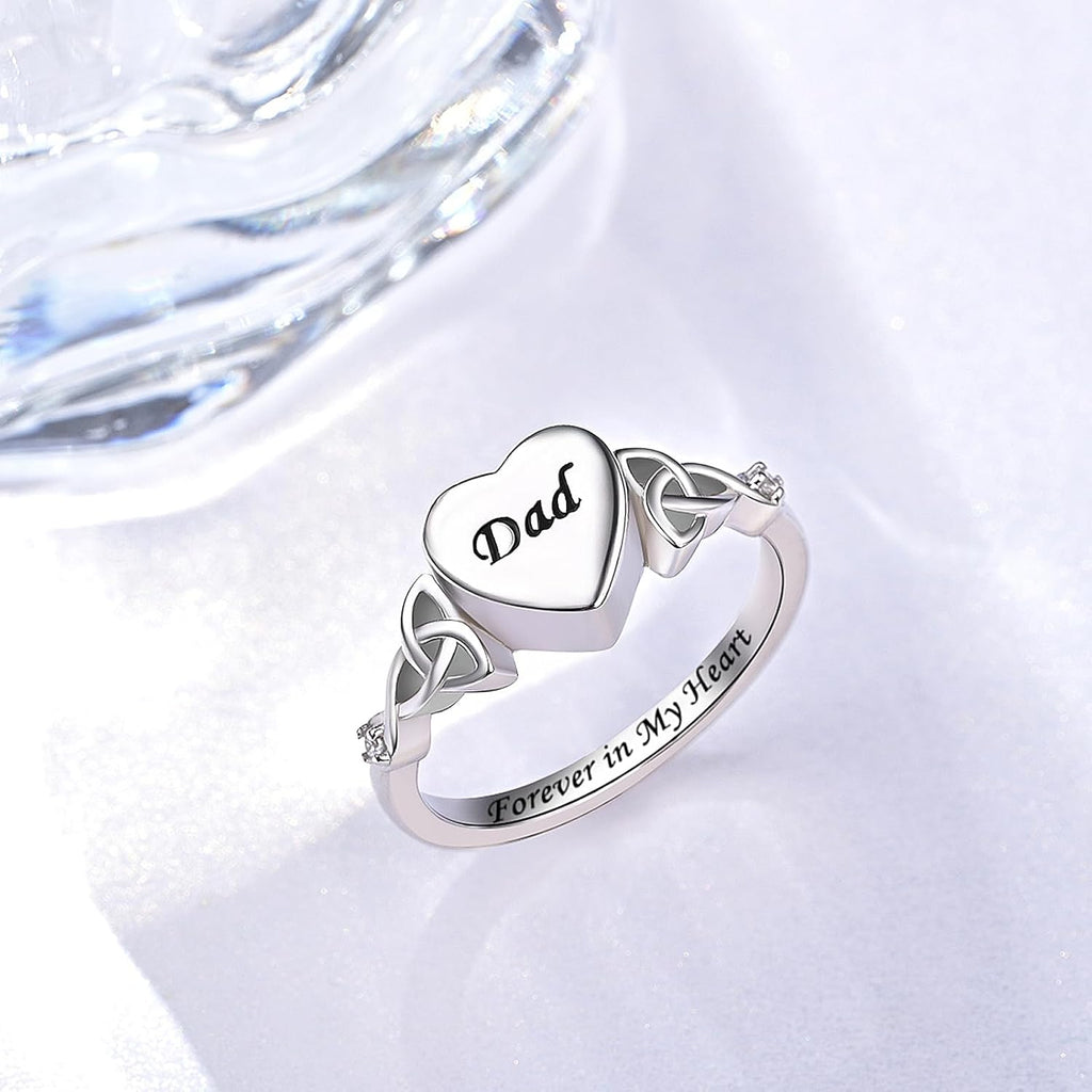 Heart Cremation Ring for Ashes: 925 Sterling Silver Forever in My Heart Carved Urn Keepake Rings Memorial Jewelry for Women Men