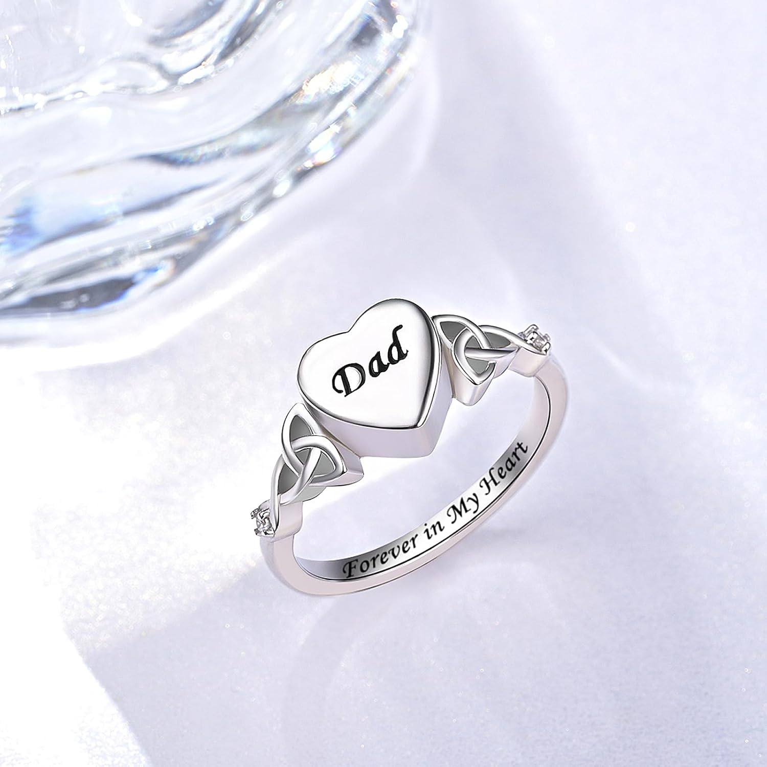 Heart Cremation Ring for Ashes: 925 Sterling Silver Forever in My Heart Carved Urn Keepake Rings Memorial Jewelry for Women Men