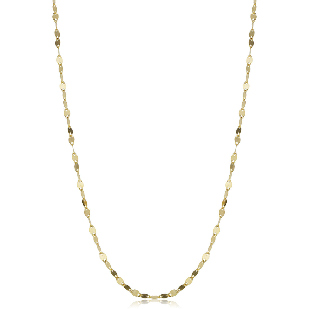 Colar de Corrente Espelhada de Elo Plano em Ouro Amarelo Maciço 14k Kooljewelry (1,9 mm, 16 polegadas)