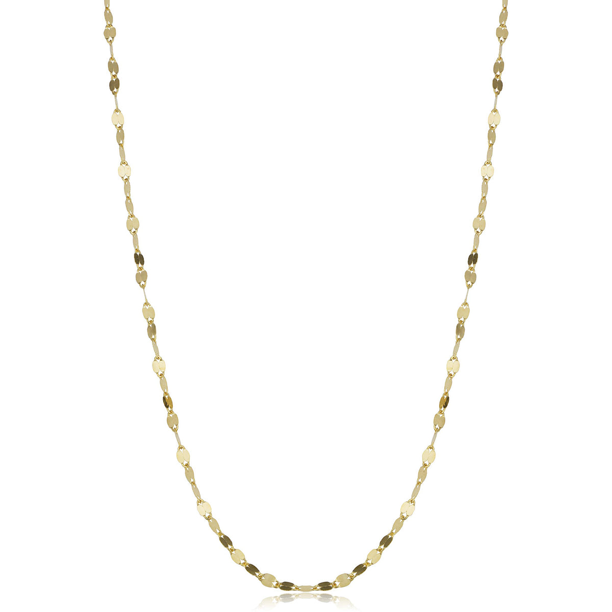 Colar de Corrente Espelhada de Elo Plano em Ouro Amarelo Maciço 14k Kooljewelry (1,9 mm, 16 polegadas)