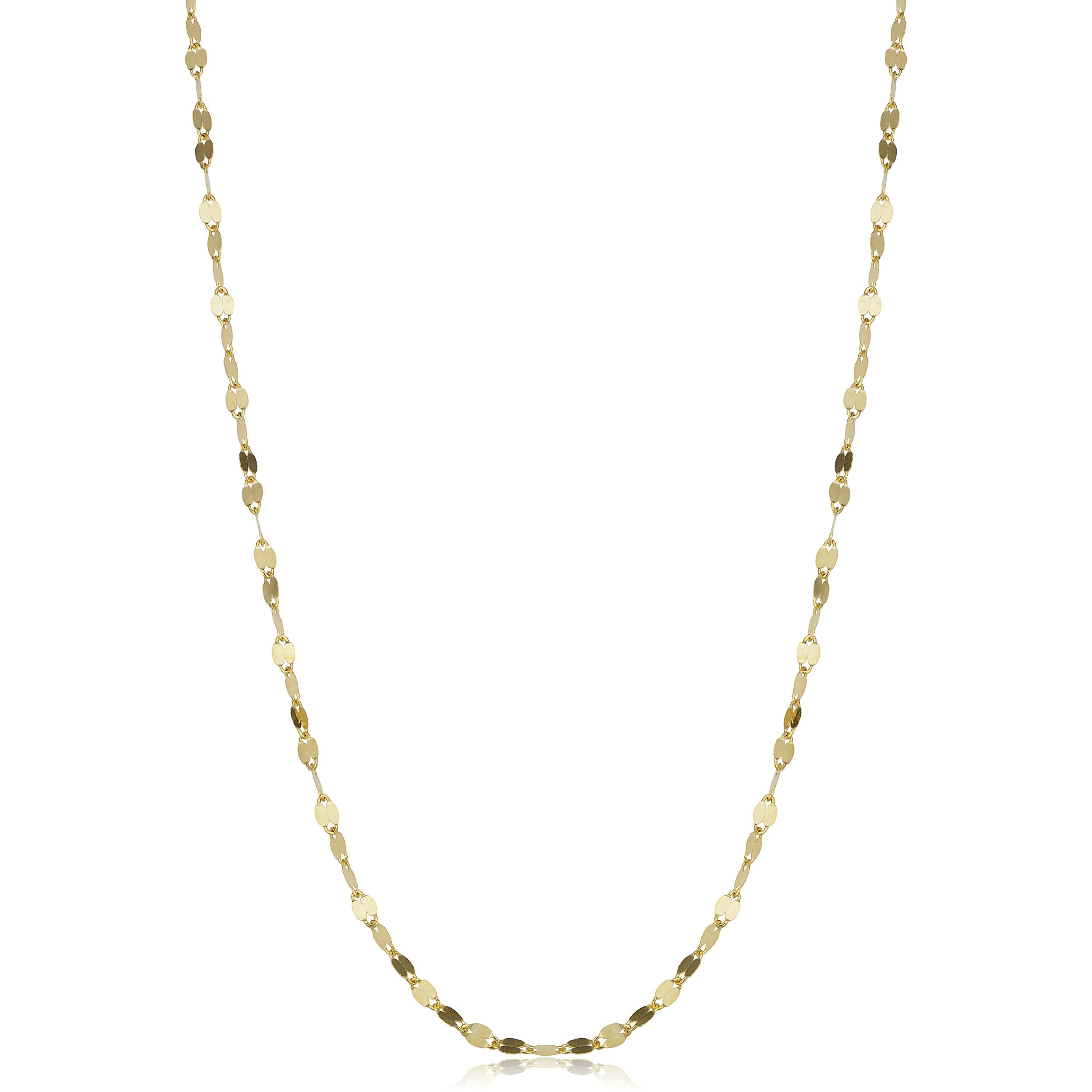 Colar de Corrente Espelhada de Elo Plano em Ouro Amarelo Maciço 14k Kooljewelry (1,9 mm, 16 polegadas)