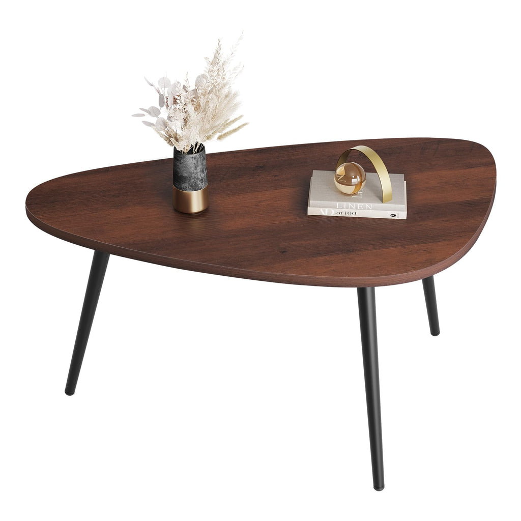 WLIVE Oval Coffee Tables, Modern Coffee Table for Living Room, Coffe Table for Small Space Home Office, Easy Assembly, 33.5" W x 18.9" D x 18.7" H, Rustic Brown