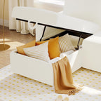 VanAcc Sleeper Sofa, Sofa Bed- 2 in 1 Pull Out Couch Bed with Storage Chaise for Living Room, White Sherpa Couch