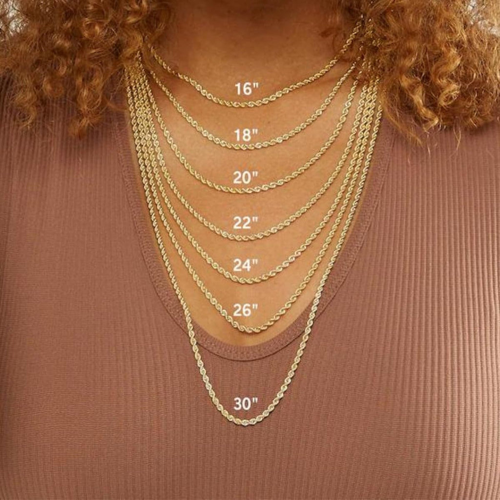 SHOP WGS italiensk 14K solid guldkæde i reb til mænd og kvinder med diamantcut og lås med hummerklo italiensk 14K ægte guldsmykker gaver (22 tommer, 2,5MM)