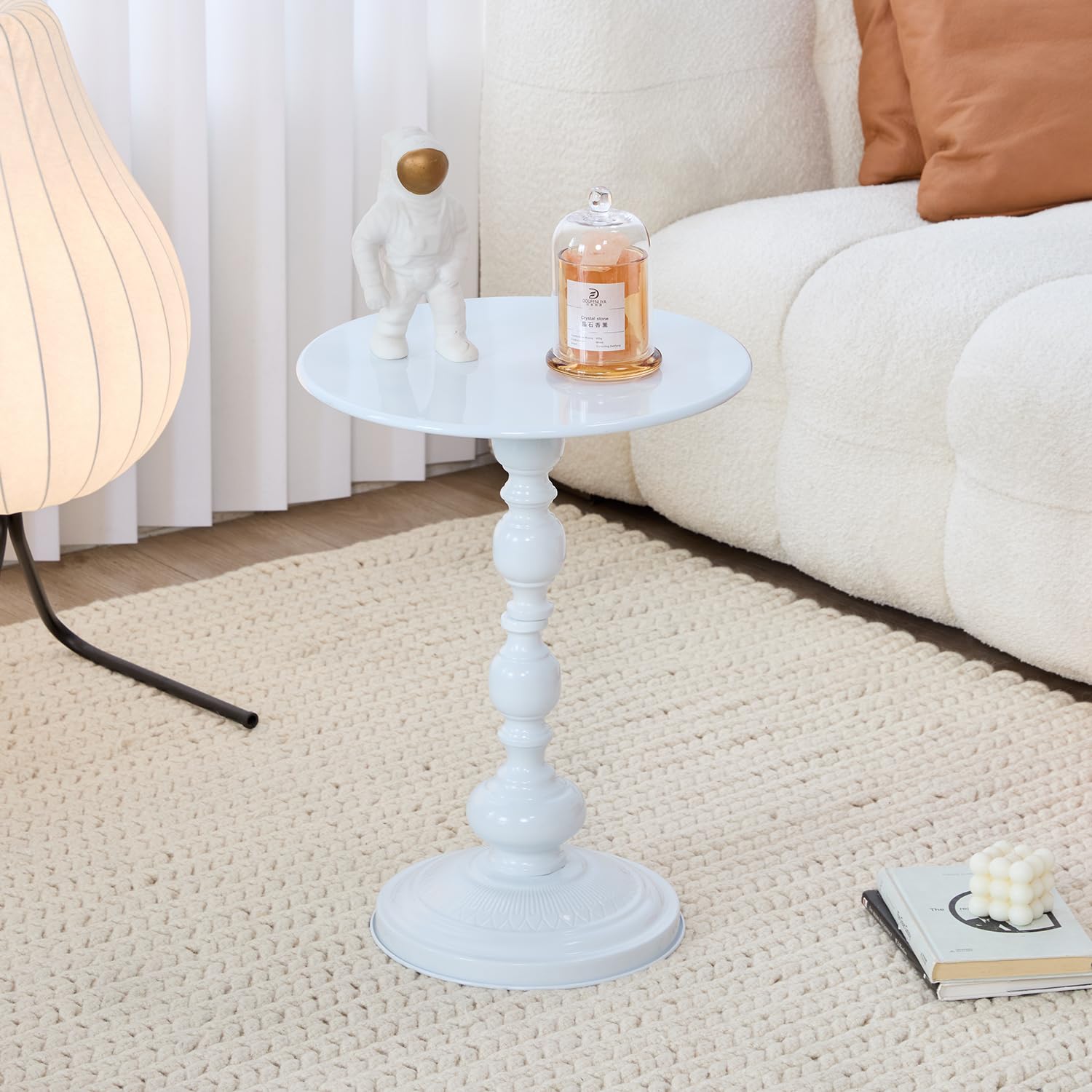 Elegant Vintage Round Side Table with Roman Columns - Sturdy Metal Design, Perfect as a Coffee, End, Tea, or Leisure Table for Living Room and Bedroom Decor ,21 (H) *11.8 (W) (Black Small -1 piece)