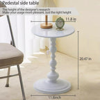 Pedestal White Metal Side Table, Small Sofa Coffee Table, Small TV Tray Table for The Sofa In the Living Room and Bedroom, Mini Coffee Table is Lightweight and Convenient to Move, 20.47 (H) *11.8 (W)