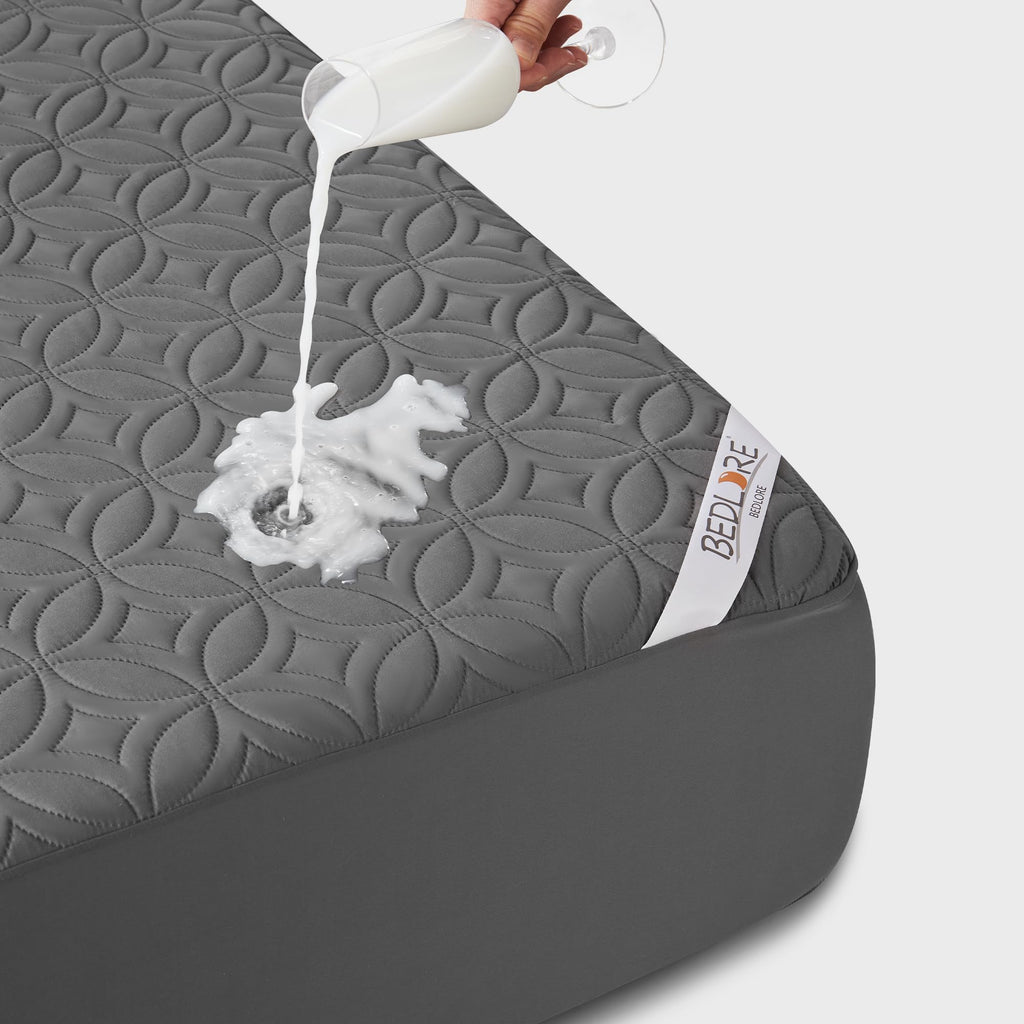 BEDLORE Waterproof Mattress Protector, Queen Size Mattress Pad Noiseless with Deep Pocket 6"-18" Depth, Soft Breathable Dirt-Proof Bed Mattress Cover Washable for Home, Bedroom, Hotel (Gray)