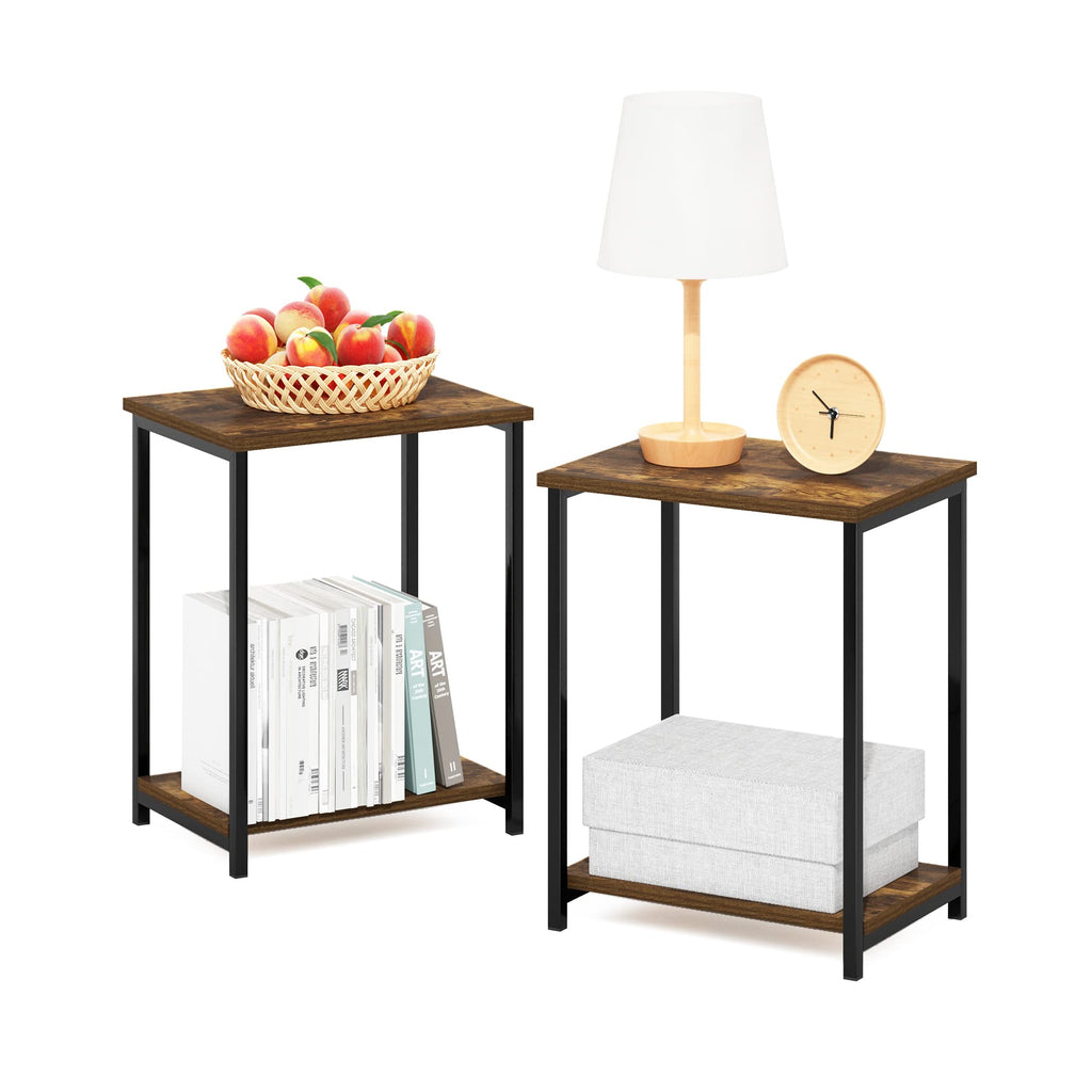 Furinno Simplistic Set of 2 End Table, Espresso/Black