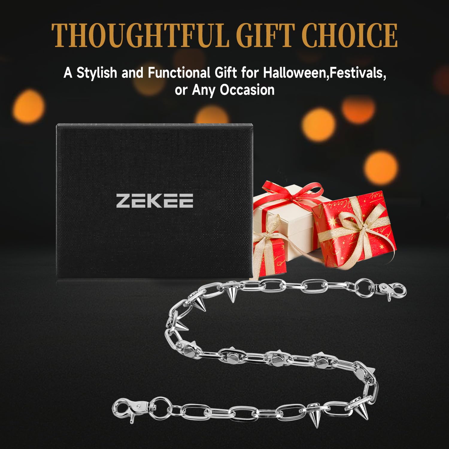 Chaîne de portefeuille Chaîne de pantalon Chaîne Hip Hop Punk Chaîne de jeans Chaîne de clés Goth Rivet lourd Accessoires pour femmes hommes