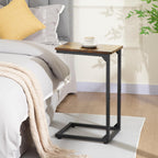 AMHANCIBLE C Shaped End Tables, TV Trays Set of 2 for Living Room, Slide Under Couch Table for Sofa, Bedroom, Small Space, Rustic Brown HET02CBR