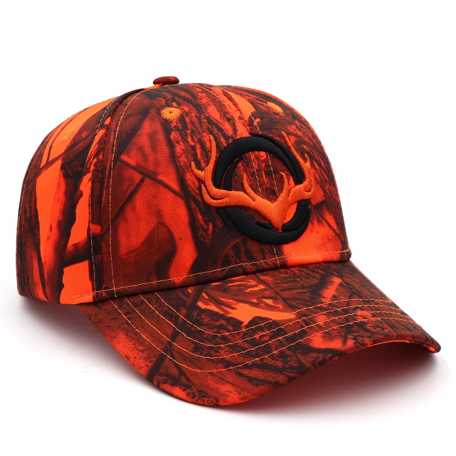 JUSOCC Deer Hunting Camouflage Hats Embroidery Adjustable Fishing Baseball Cap (US, Alpha, Medium, Orange Camo) - Grand Goldman