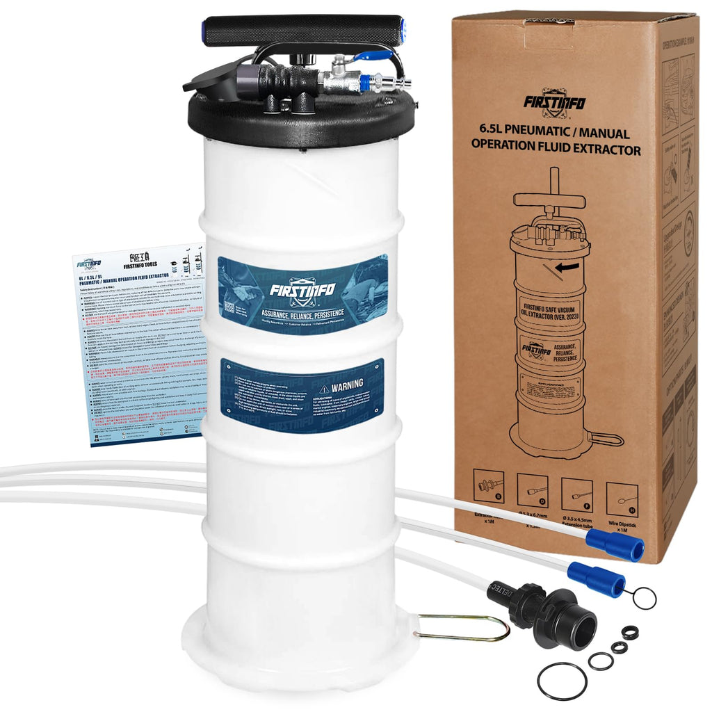 FIRSTINFO A1106USY3 Patented 15L / 3.9 Gallon Pneumatic/Manual Oil Vacuum Extractor | Oil Change Pump | 47 Inch Tube | Taiwan