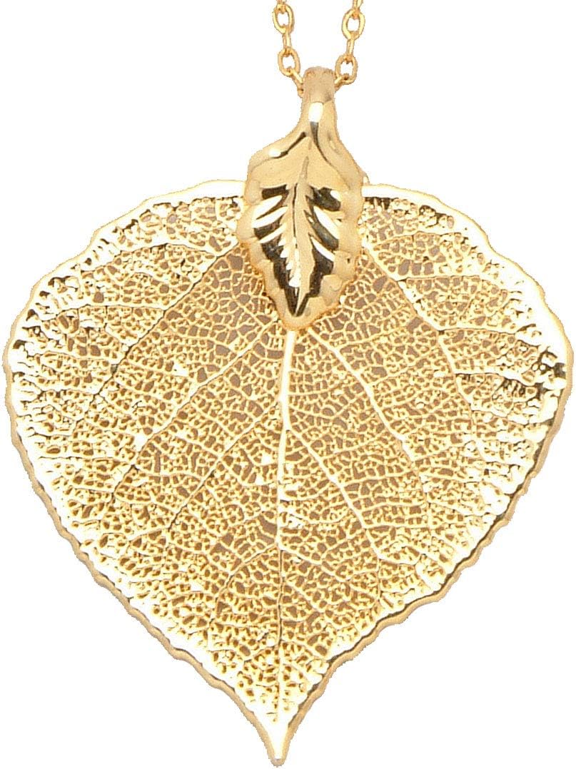 24K Gold Dipped Aspen Leaf with Gold-Plated Chain