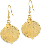 24K Gold Dipped Aspen Leaf Dangle Earrings