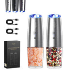 Sangcon Gravity Electric Pepper and Salt Grinder Mill Automatic Shaker Grinder with LED Light, Battery Powered Adjustable Coarseness One Hand Operation, Upgraded Larger Capacity, 1pc