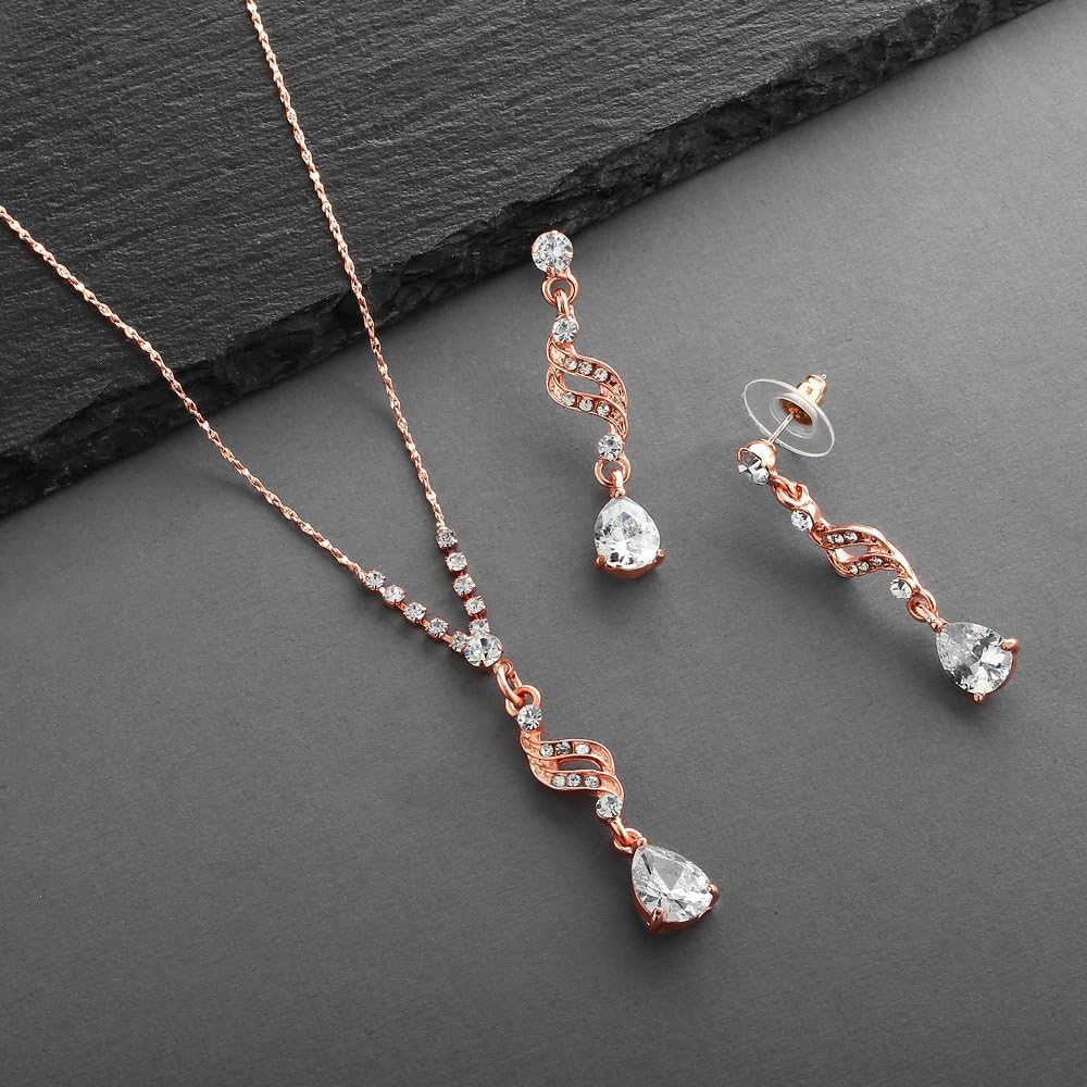 Mariell Cubic Zirconia Prom Jewelry Set, Necklace & Earrings Set for Brides, Bridesmaids, Wedding Jewelry