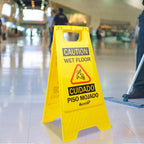 Caution Wet Floor Sign, Bilingual Foldable Safety Sign (17.12in x 8.38in x 0.94in), Yellow (1 Pack)