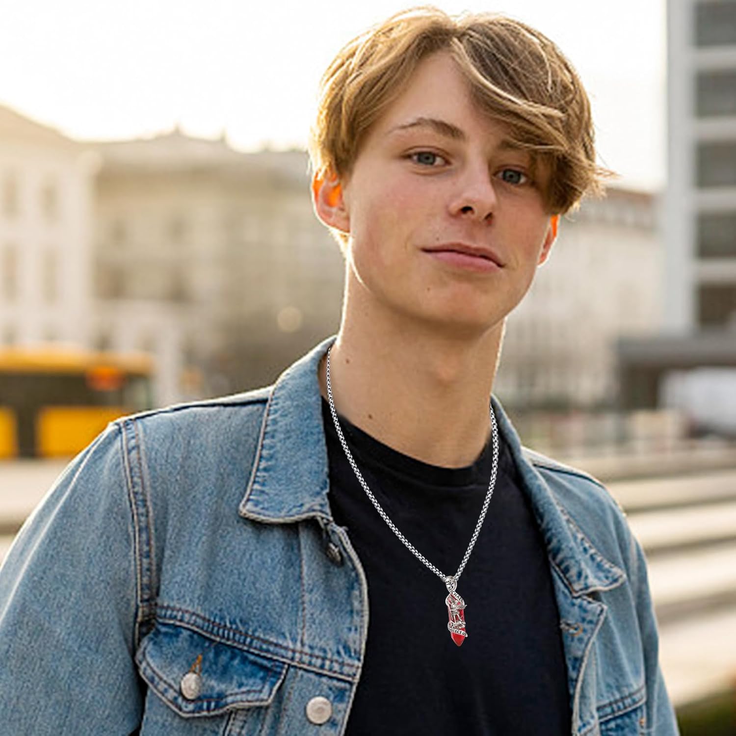 St Michael Necklace 925 Sterling Silver Archangel Michael Pendant Healing Crystal Point Saint Michael Necklace Amulet Protection Catholic Jewelry for Men Women