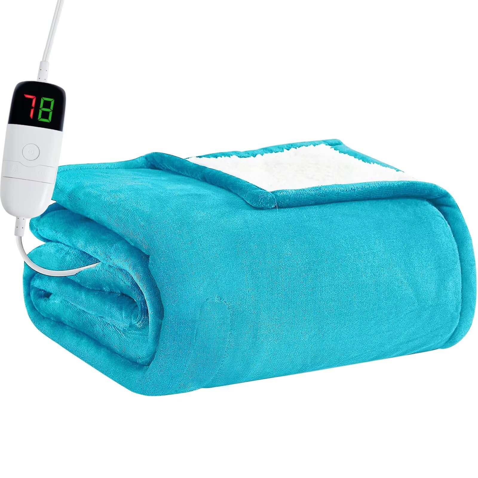 Heated Electric Blanket Queen Size - 84" x 90" Heating Blanket with Dual Control, 10 Levels & 8 Hours Auto Off, Soft Warm Flannel Gift with Over-Heat Protection, ETL & FCC Certified