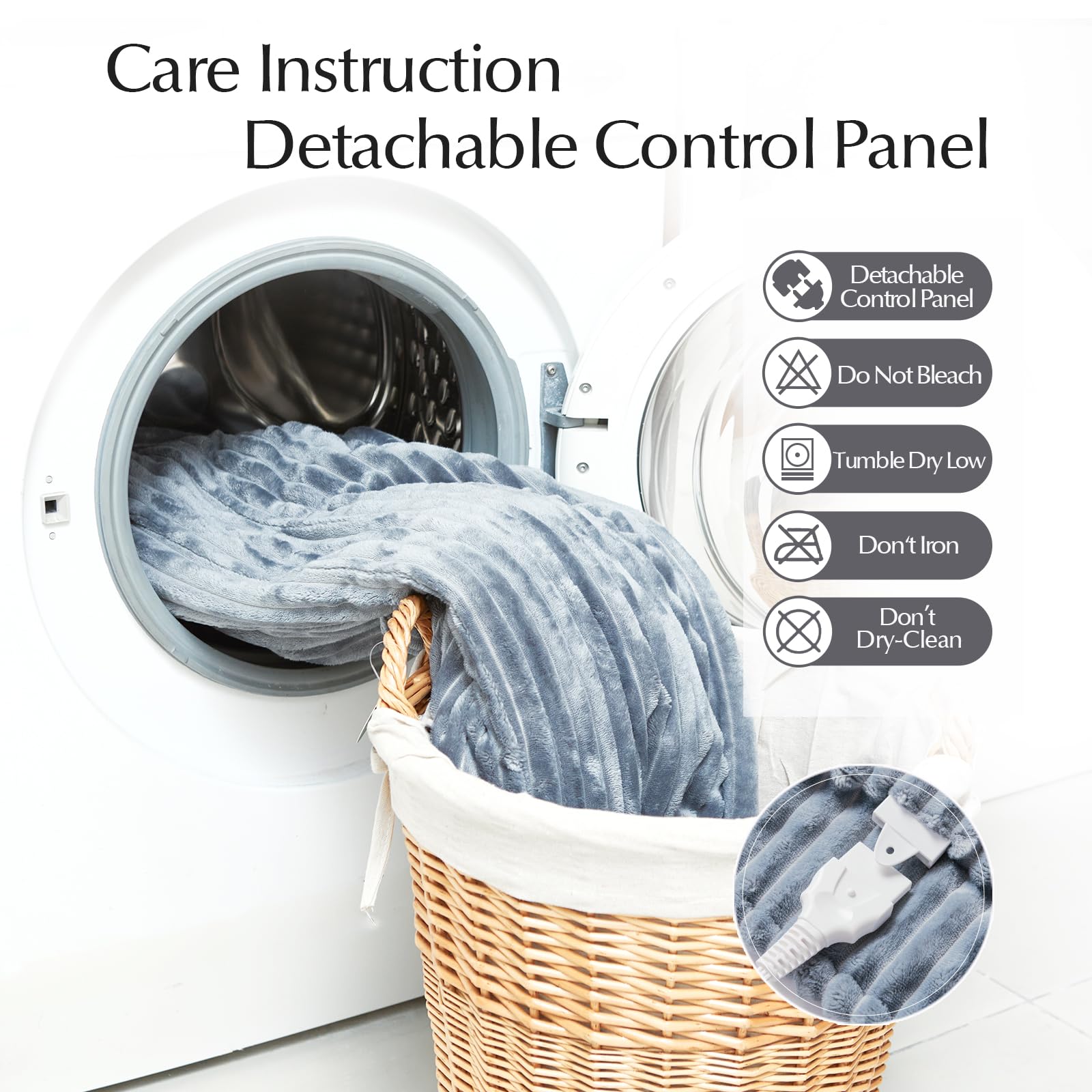 Heated Blanket Throw Size, Soft and Cozy Electric Heating Blanket for Bed, Automatic Safety System 6 Heating Levels & 4 Hours Auto-Off, 50" x 60" Dark Grey