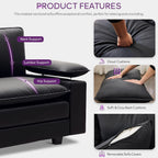 TYBOATLE 122'' Sofa Set for Living Room, Black Leather Sectional Couch with Chairs, Comfy Cloud Couch w/Adjustable Wider Armrest, Deep Seat Upholstered Modular Sofa for Office, Studio, Appartment