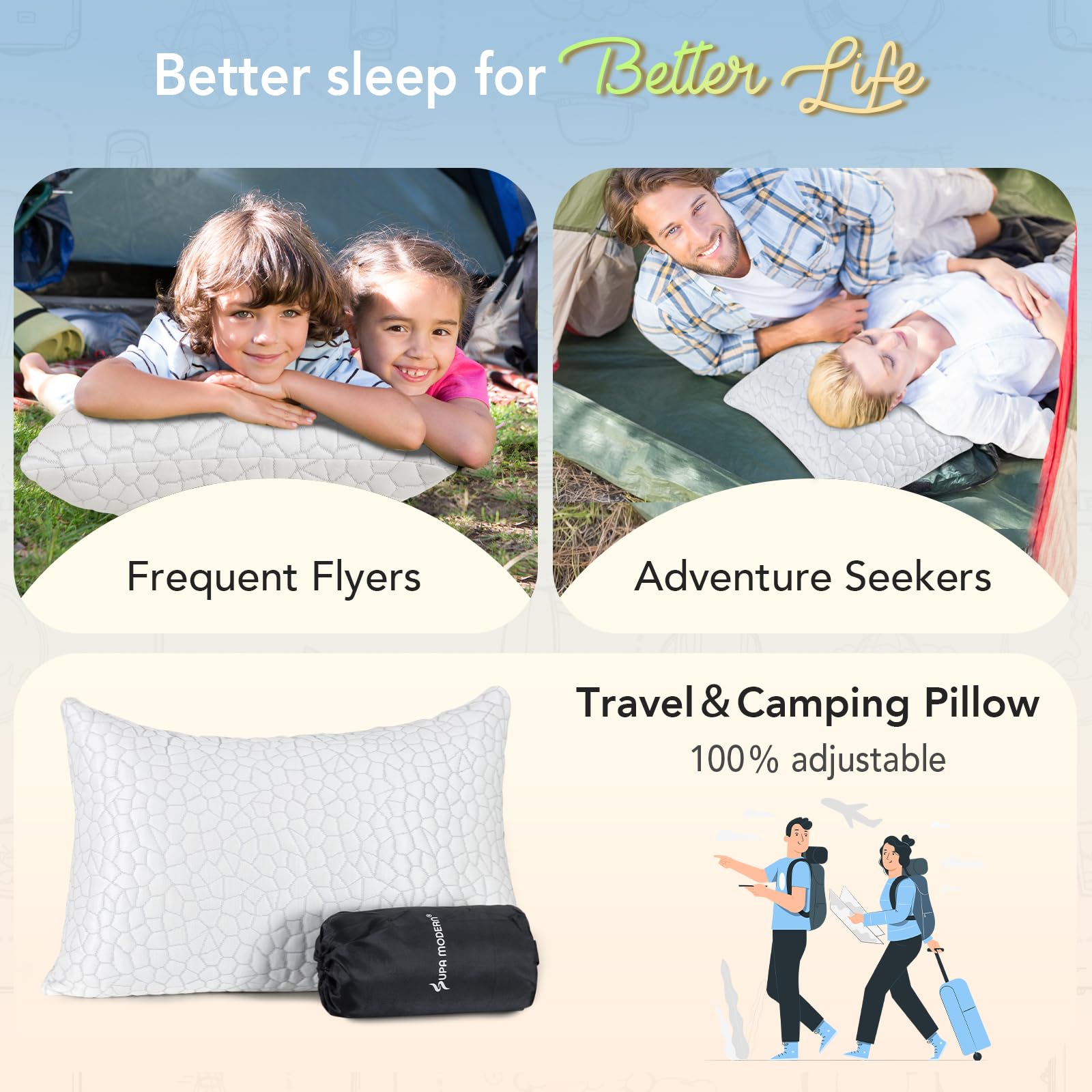 SUPA MODERN охлаждающие подушки для сна 2 шт. подушки из измельчённой пены с эффектом памяти регулируемые прохладные подушки для сна на боку, спине и животе роскошные гелевые подушки размера Queen комплект из 2 шт. съемные моющиеся чехлы