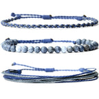 Handmade Natural Stone Beaded Healing Bracelet Gift for Men Adjustable Rope String Bracelet (Lava Rock, Adjustable)