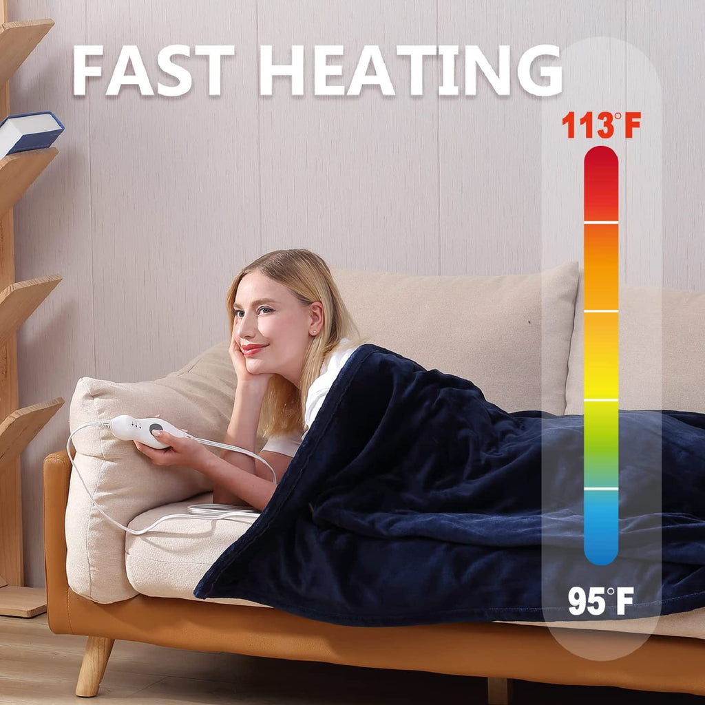 Manta Elétrica Tefici, Super Aconchegante e Macia, Flanela de 2 Camadas 50" x 60", Manta Aquecida com 3 Níveis de Aquecimento e Desligamento Automático em 4 Horas, Lavável na Máquina, Certificada ETL e FCC, Uso Residencial e Escritório, Cor Camelo