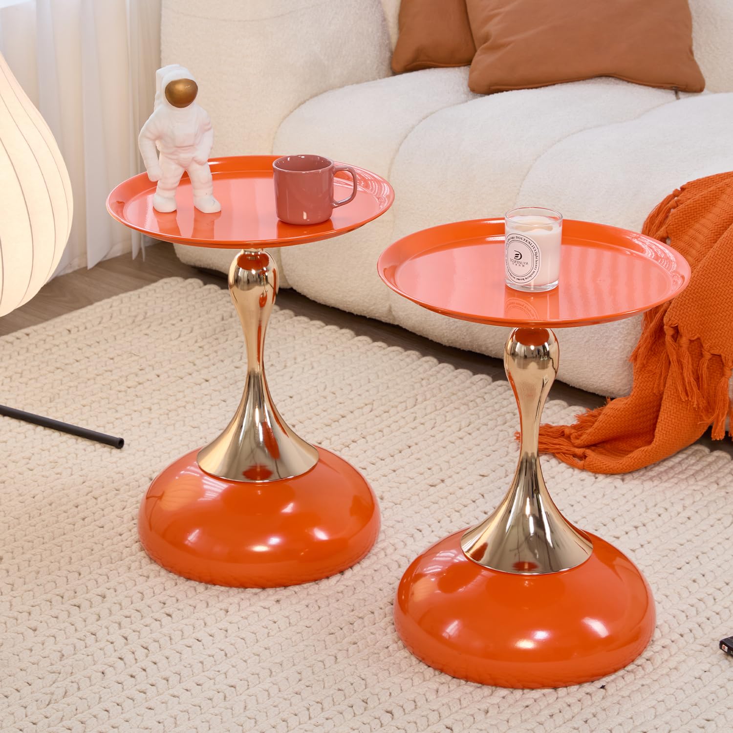 Stylish Hourglass Side Table - Contemporary Design for Living Rooms, Cafes, Dining Areas, Bedrooms, and Outdoor Spaces - Perfect Accent Piece for Any Decor (2, Light Green)