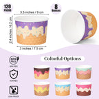 Aodaer 120 Stück 8 Unzen Einweg-Eiscremebehälter Sundae-Schalen Teeparty-Dekorationen Sommer-Snackbecher Papier-Dessert-Joghurt-Schalen Snack-Schalen Becher für Dessert Joghurt Party Bar Zubehör