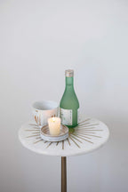 Creative Co-Op 12" R Marble & Metal Sunburst Table with Pedestal Base