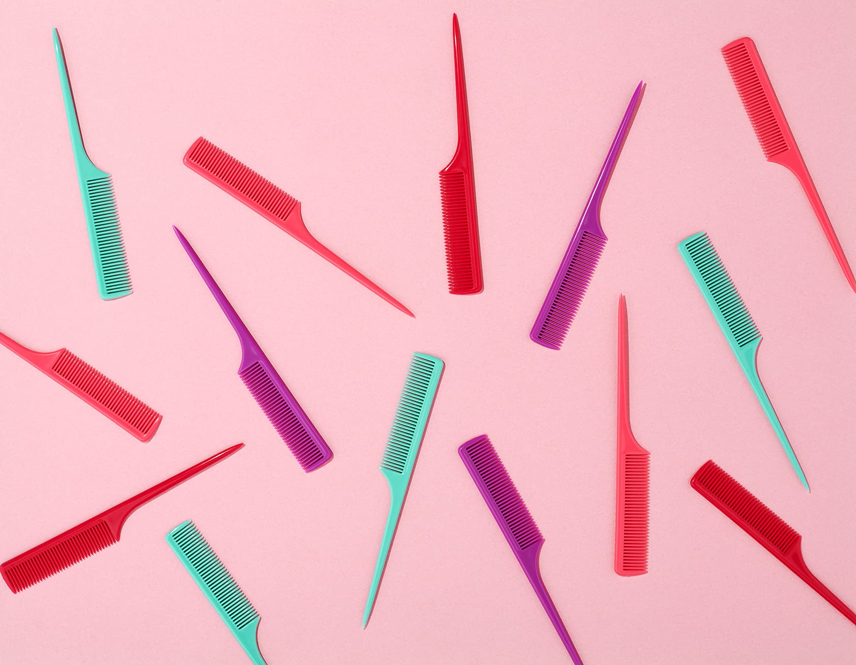 Diane Rat Tail Combs, 9-Inch Fine-Tooth Hair Styling Comb with Pointed Tip for Sectioning, Parting, and Teasing, Assorted Colors, 12 Pack