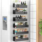 6 Pack Magnetic Spice Storage Rack Organizer for Refrigerator and Oven, Black Fridge Organizers and Storage