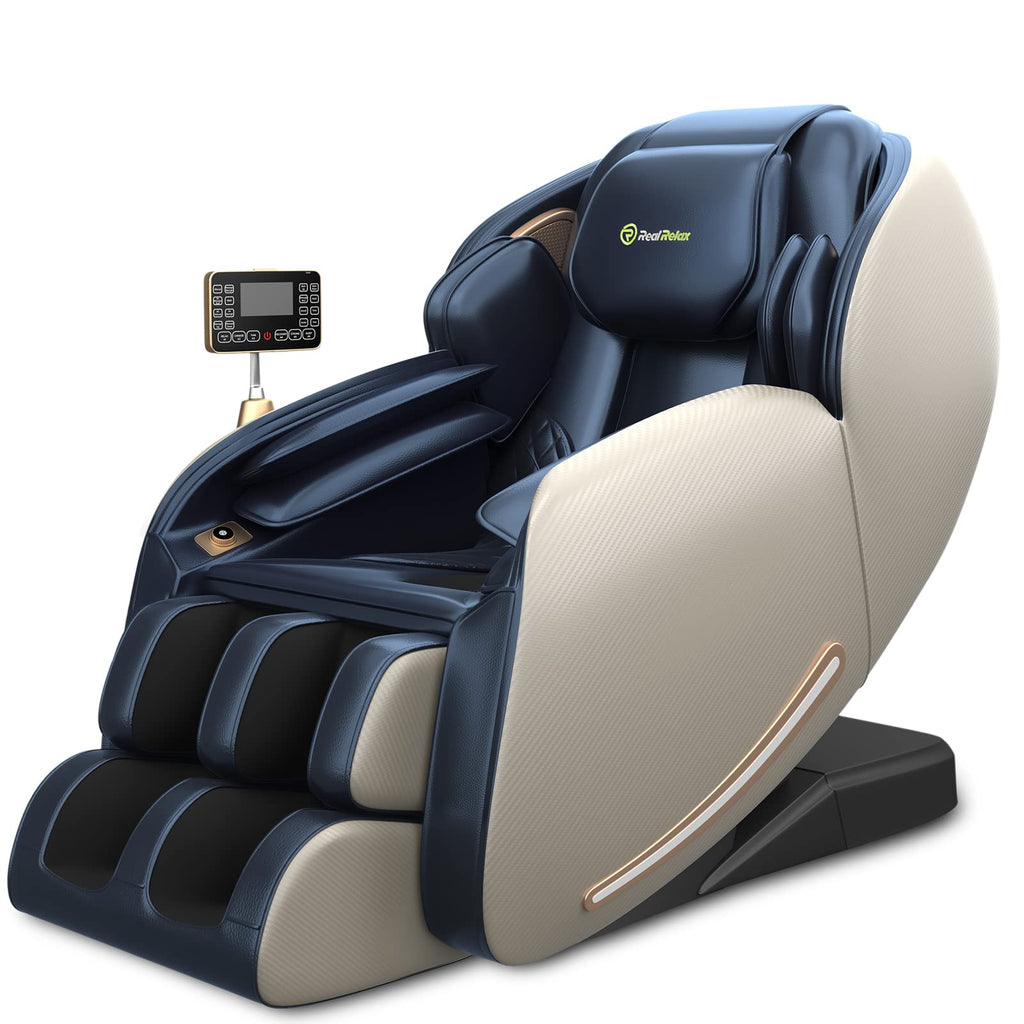 Real Relax 2024 Massage Chair, Full Body Zero Gravity SL-Track Shiatsu Massage Recliner Chair with Heat Body Scan Bluetooth Foot Roller APP Control, Favor-06 All Black