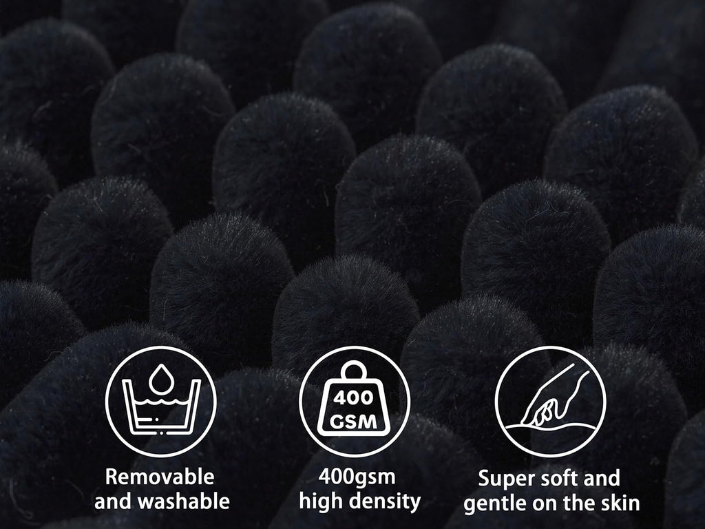 AmyWtb hovedgærde pude + en lang nakkepude kropspude, hovedgærde kilepude i imiteret pels med aftageligt betræk (sort, Queen: 59x8x20 tommer)