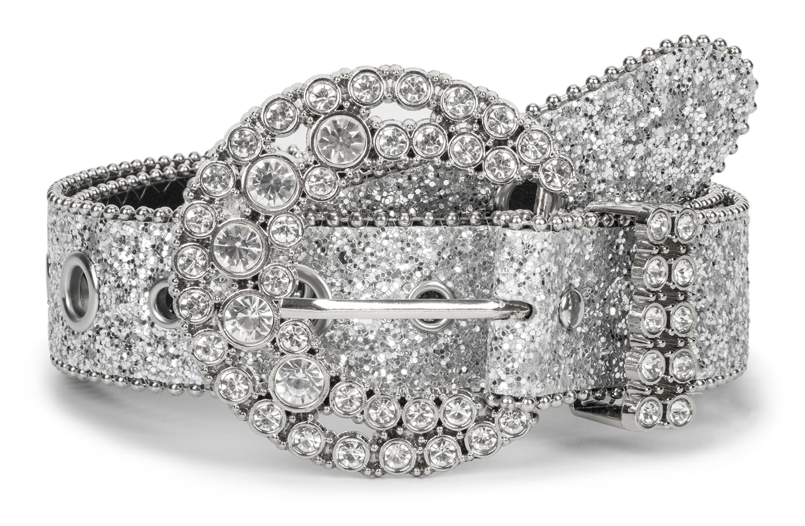 Mealah Women's Rhinestone Western-Belt Bling-Cowboy-Belt - Sparkly-Diamond Buckle Cowgirl-Belts Glitter-Belt for 28-38''