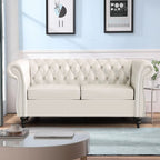 Home Sofa Living Room Furniture, 3 Seater 84" Velvet Upholstered Couch, Mid Century Modern Comfy Couch with Cushions, Classic Tufted Chesterfield Couches for Bedroom, Office, Apartment (Orange)