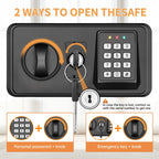 2,5 Kubik großer feuerfester Safe für den Heimgebrauch, digitaler Heimtresor feuerfest und wasserdicht mit elektronischem Tastenfeld und Ersatzschlüsseln, diebstahlsicherer Feuersafe für Geld, Dokumente, Medikamente und Wertgegenstände