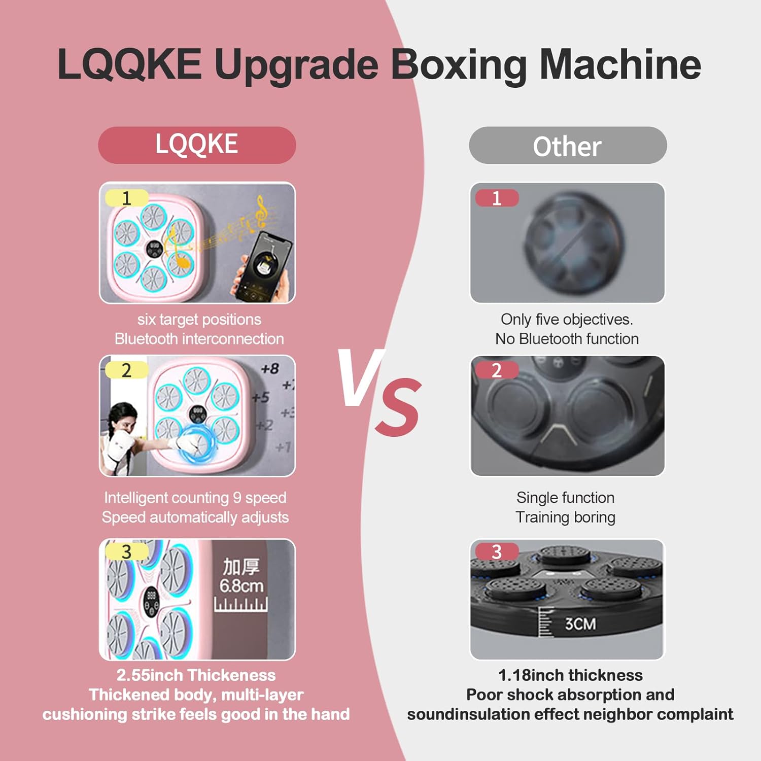 2025 Smart Wall-Mounted Music Boxing Machine with Gloves, Pink - Home Gym Workout Equipment for Indoor Fitness Training, Boxing Punching Bag for Women & Men