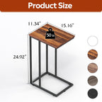 WLIVE Side Table, C Shaped End Table for Couch, Sofa and Bed, Large Desktop C Table for Living Room, Bedroom, Retro Brown and Black