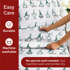 Komplet pościeli King Christmas Tree - Świąteczny wzór Xmas na lnie - Głębokie kieszenie - Dopasowany krój - 4 części - Bez zagnieceń - Wygodna i chłodząca świąteczna pościel zimowa - Łatwa w pielęgnacji - Przyjazna dzieciom