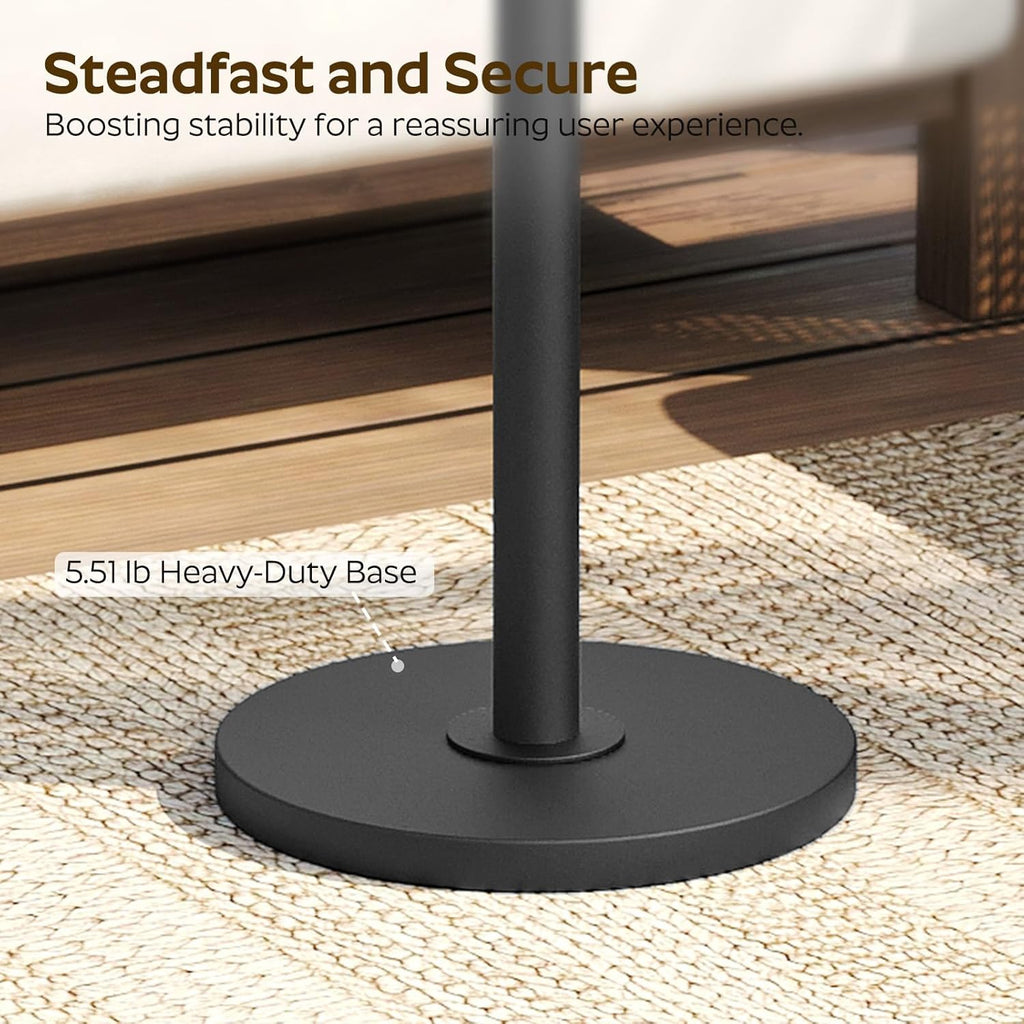 Round Side Table, Tall Drink End Table for Small Spaces, Pedestal Style Martini Side Table in Living Room, Bedroom, Dormitory, Marble Black and Black ET30BM